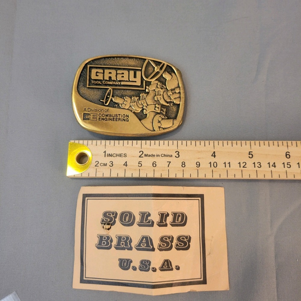 Vtg Gray Tool Company Belt Buckle 1978 Solid Brass Combustion Engineering Bts